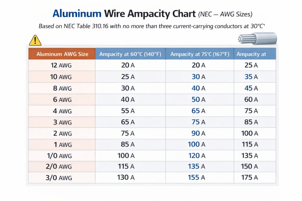 Aluminum Wire Ampacity Chart