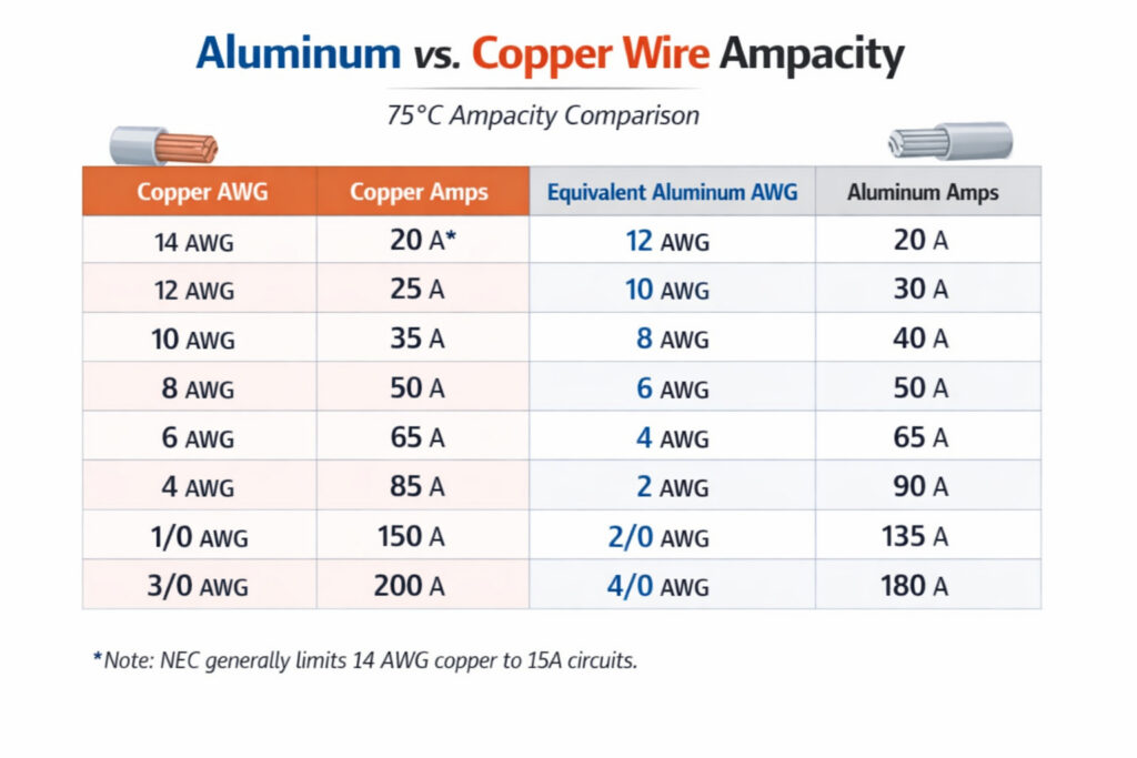 Aluminum vs. Copper Wire Ampacity