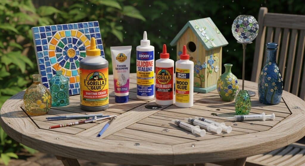 Best glue for outdoor crafts – waterproof adhesives for garden art, wood, and glass projects.
