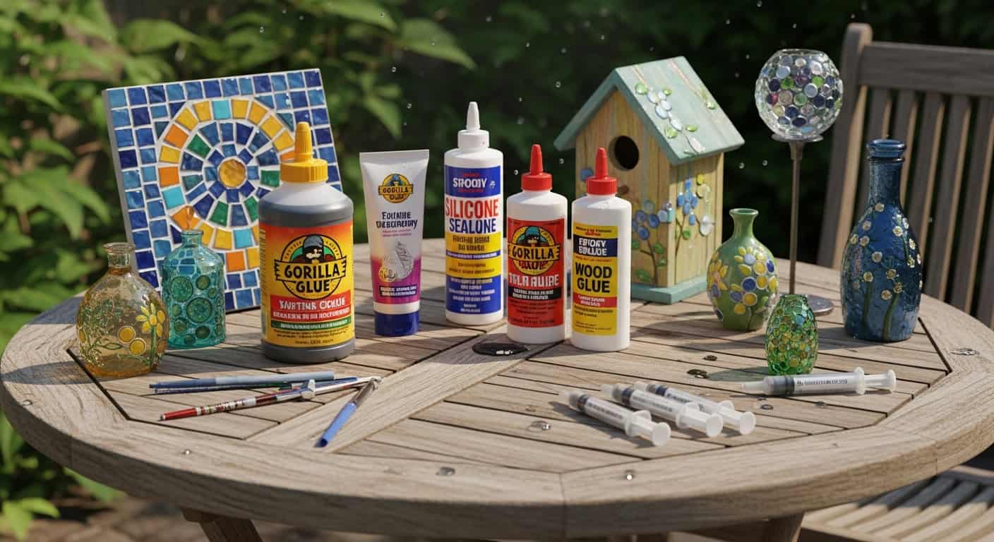 Best glue for outdoor crafts – waterproof adhesives for garden art, wood, and glass projects.