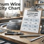 Aluminum wire ampacity chart with gauge and current ratings for electrical safety.
