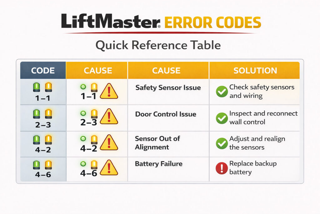 LiftMaster Error Codes