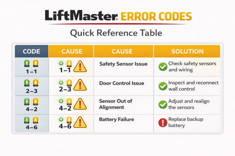 LiftMaster Error Codes: Full List + Easy Fixes (2026) | Pro Tools Guide