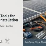 Solar installation tools including wiring, mounting, and testing equipment for DIY projects.
