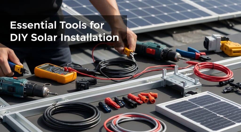 Essential tools for DIY solar installation and maintenance.