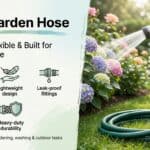 Durable garden hose reel with leak-proof fittings and lightweight design for easy watering.