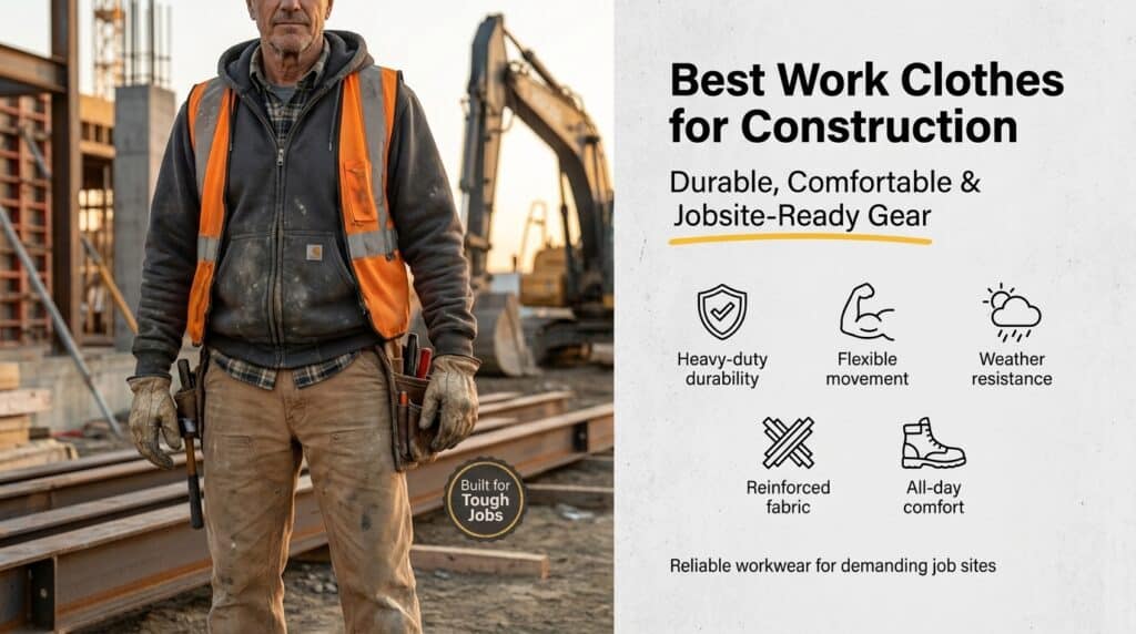 Durable construction work clothes for demanding job sites in 2026.