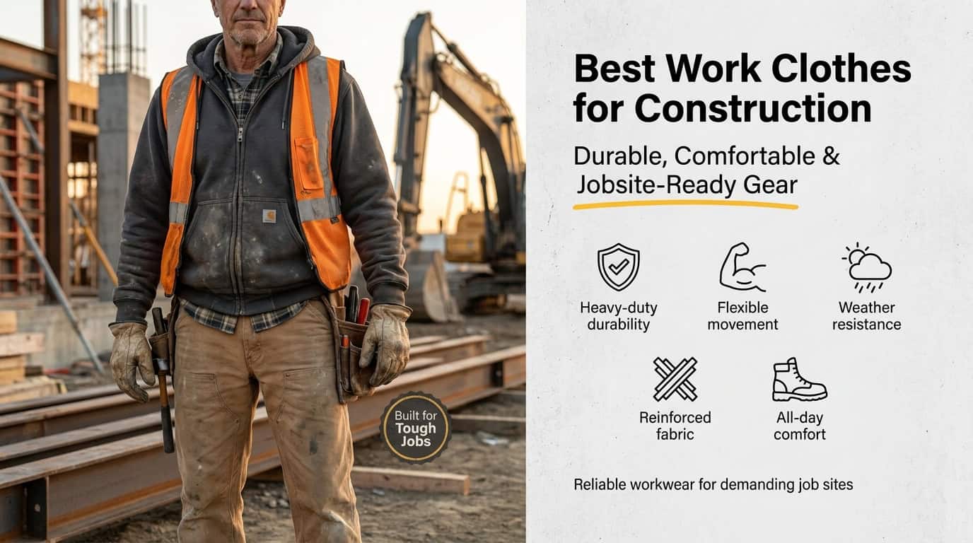 Durable construction work clothes for demanding job sites in 2026.