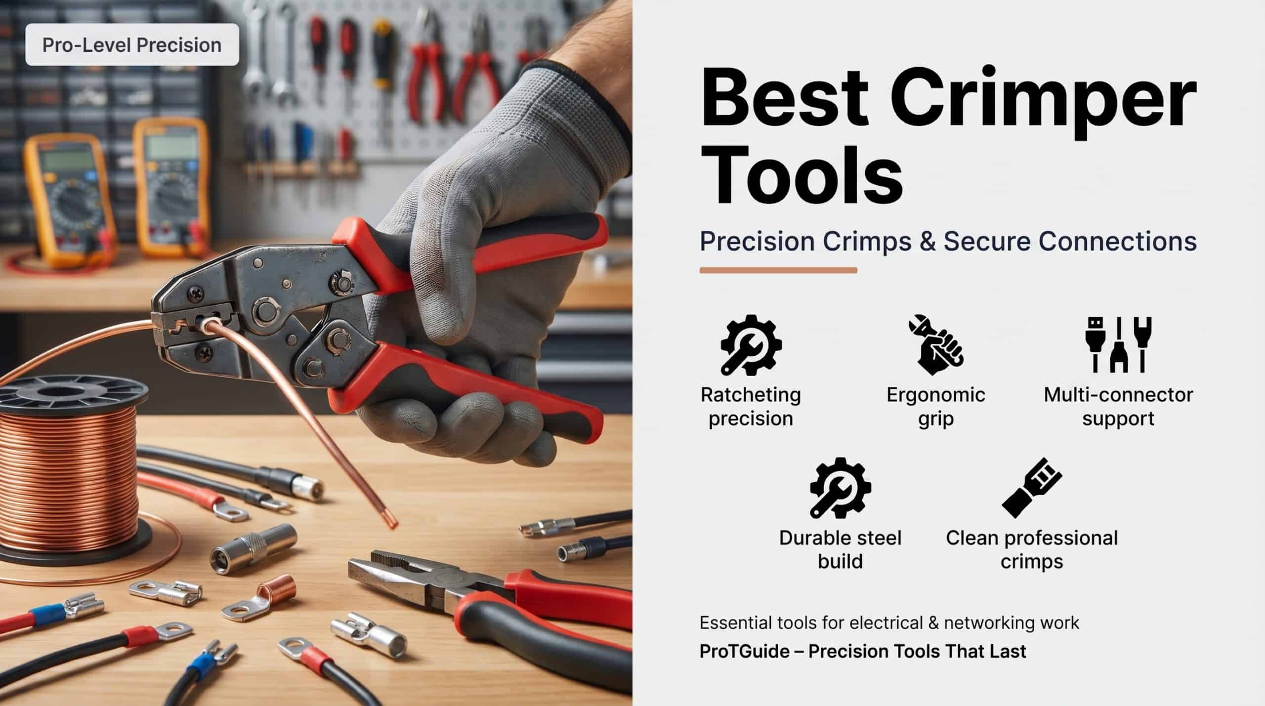 Electrical crimper tool with ergonomic grip and durable steel build for secure connections.