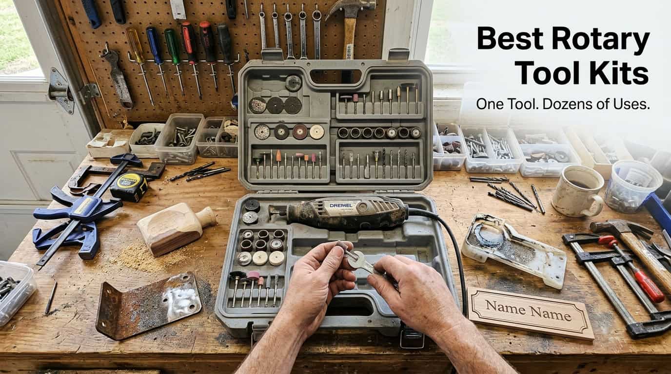 Comprehensive rotary tool kit with accessories for versatile DIY use.