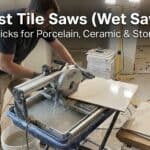Professional tile saw cutting porcelain and ceramic tiles for home renovation projects.