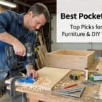 Man using a drill on wood in woodworking shop for DIY projects.