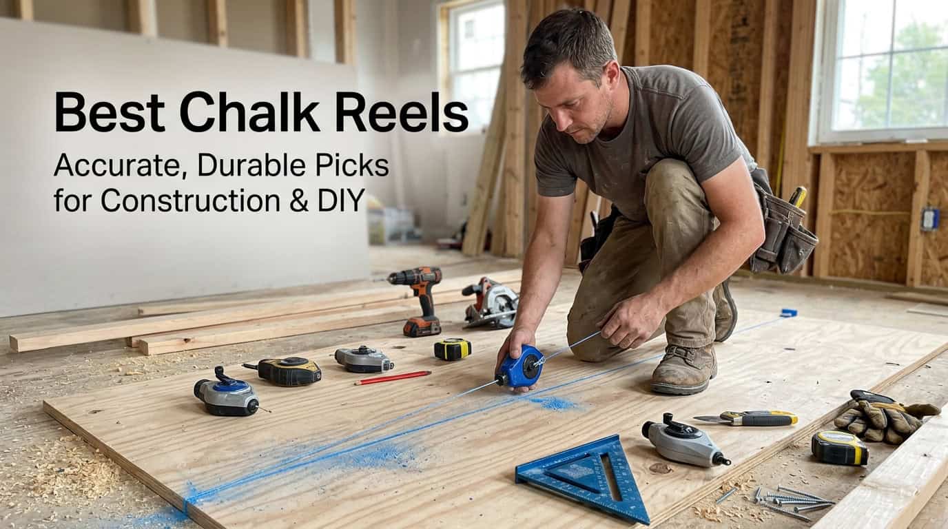Man using chalk reel on construction site for accurate marking.