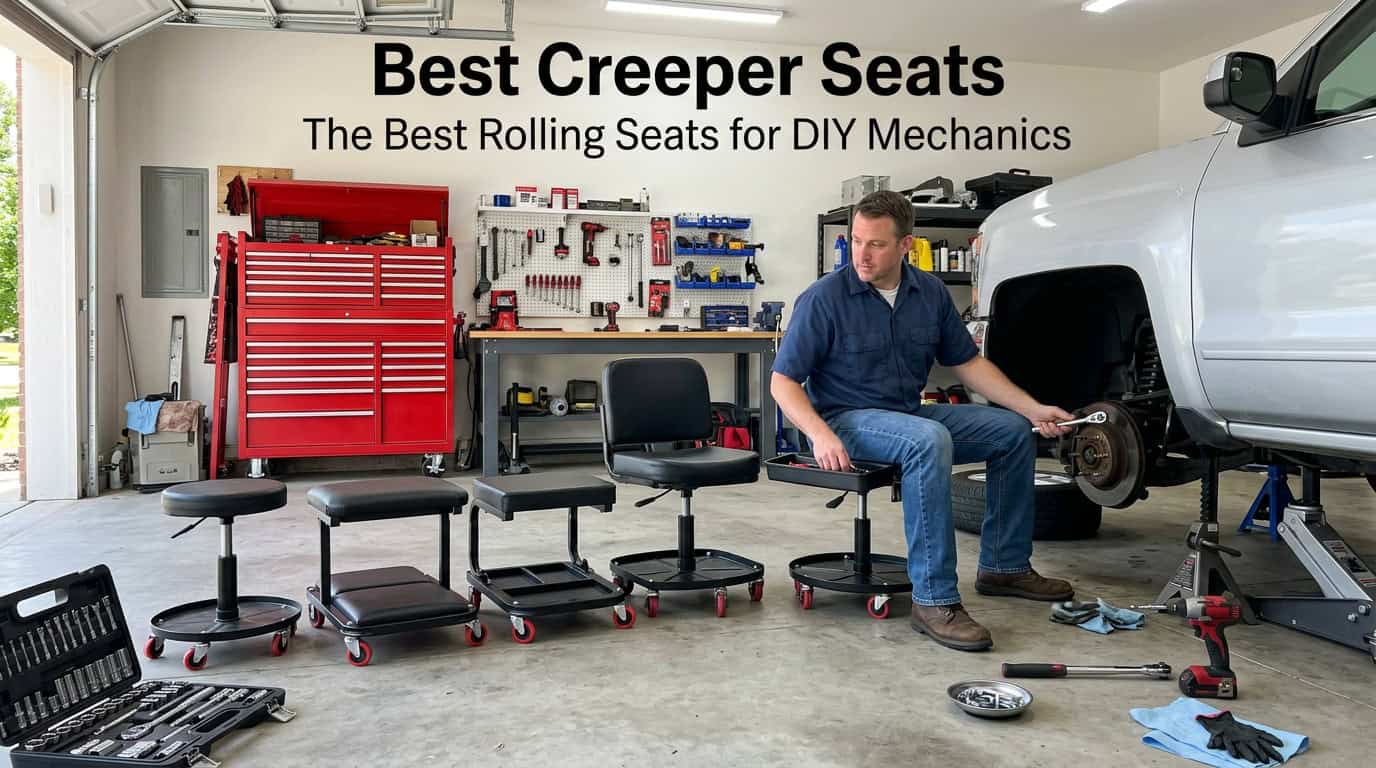 Comfortable rolling creeper seats for auto repair and maintenance.
