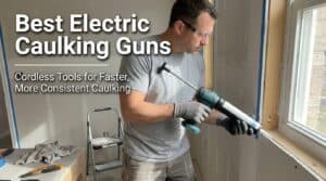 Electric caulking gun being used for home sealing by a man.