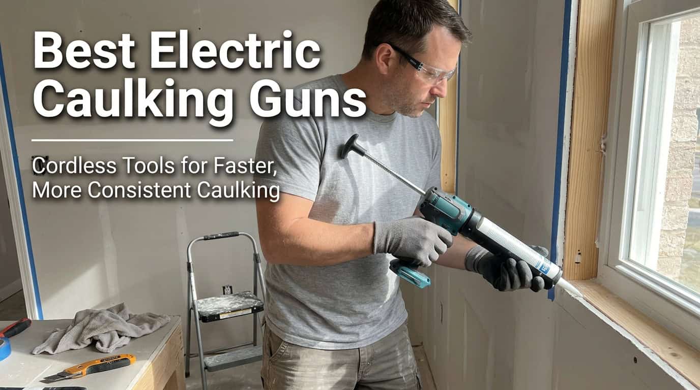 Electric caulking gun being used for home sealing by a man.